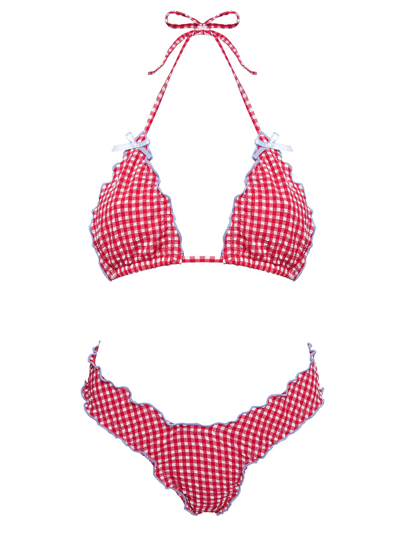 Kathrine Triangle Bikini Top Red Gingham