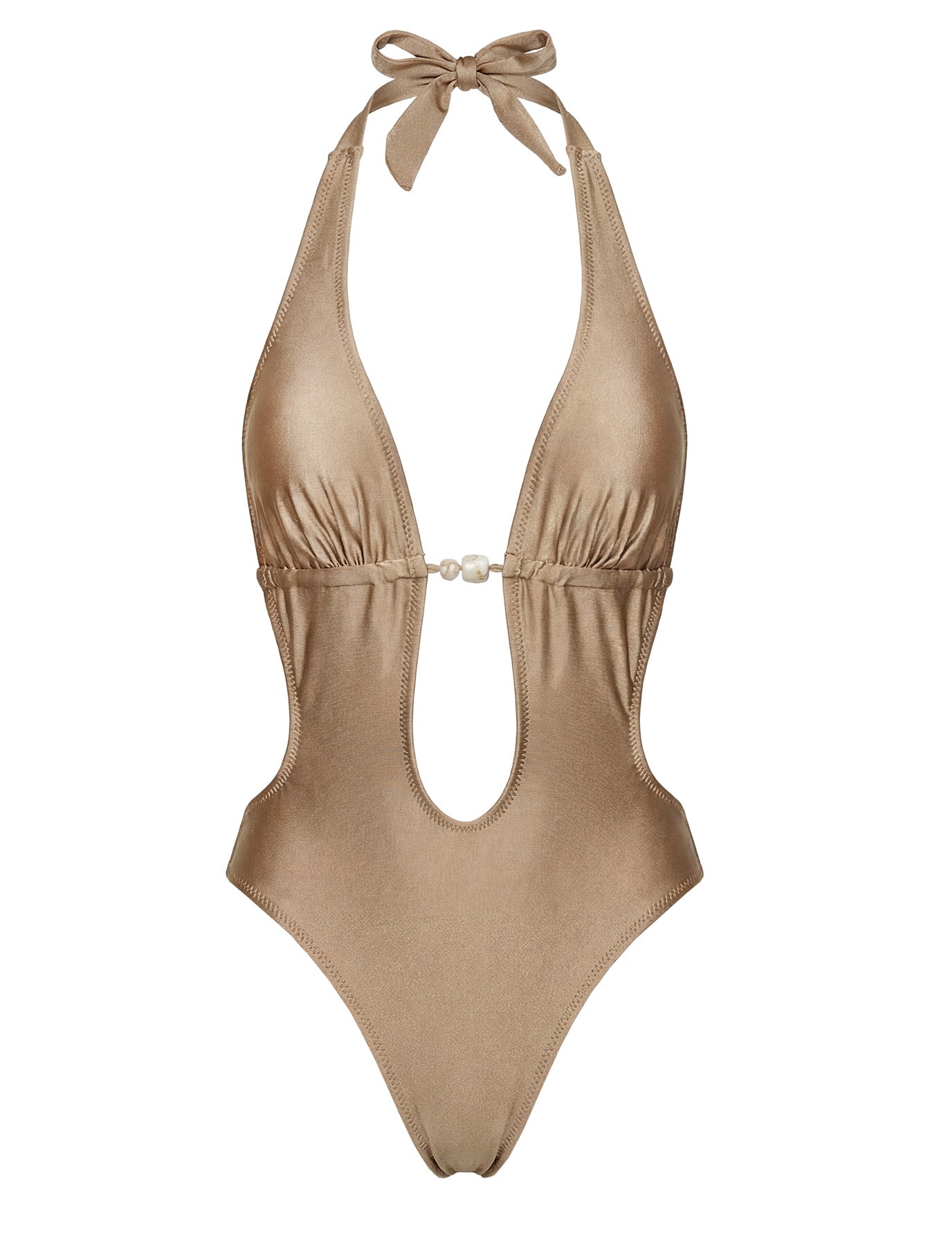 Kirrie Halter Cut Out One Piece Gold