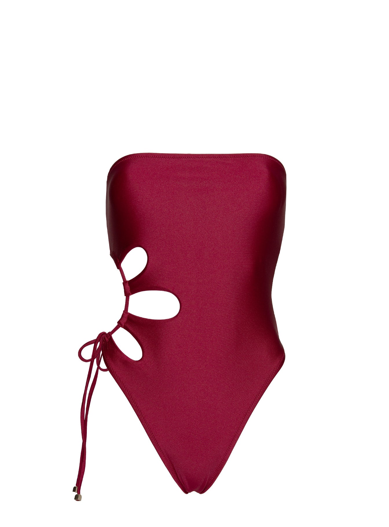 Kosaia Keyhole Tie Side One Piece Burgundy | Princess Polly