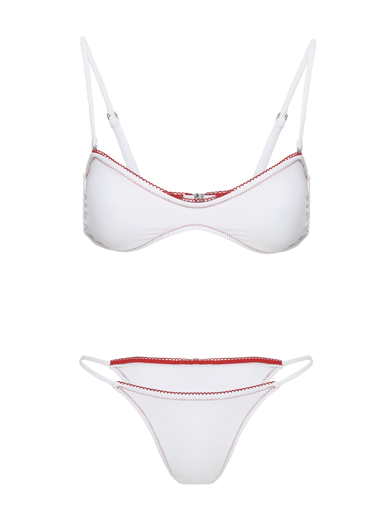 Lauretta Scoop Bikini Top White / Red