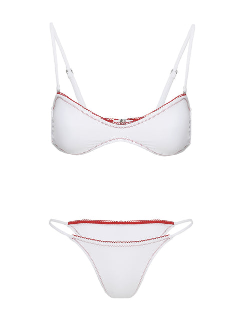 Lauretta Scoop Bikini Top White / Red
