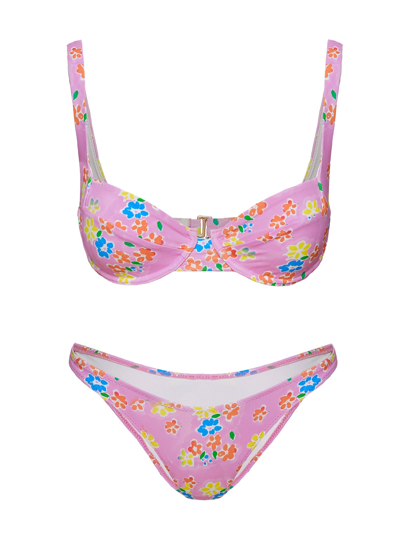 Love Letters High Cut Cheeky Bikini Bottoms Pink Floral