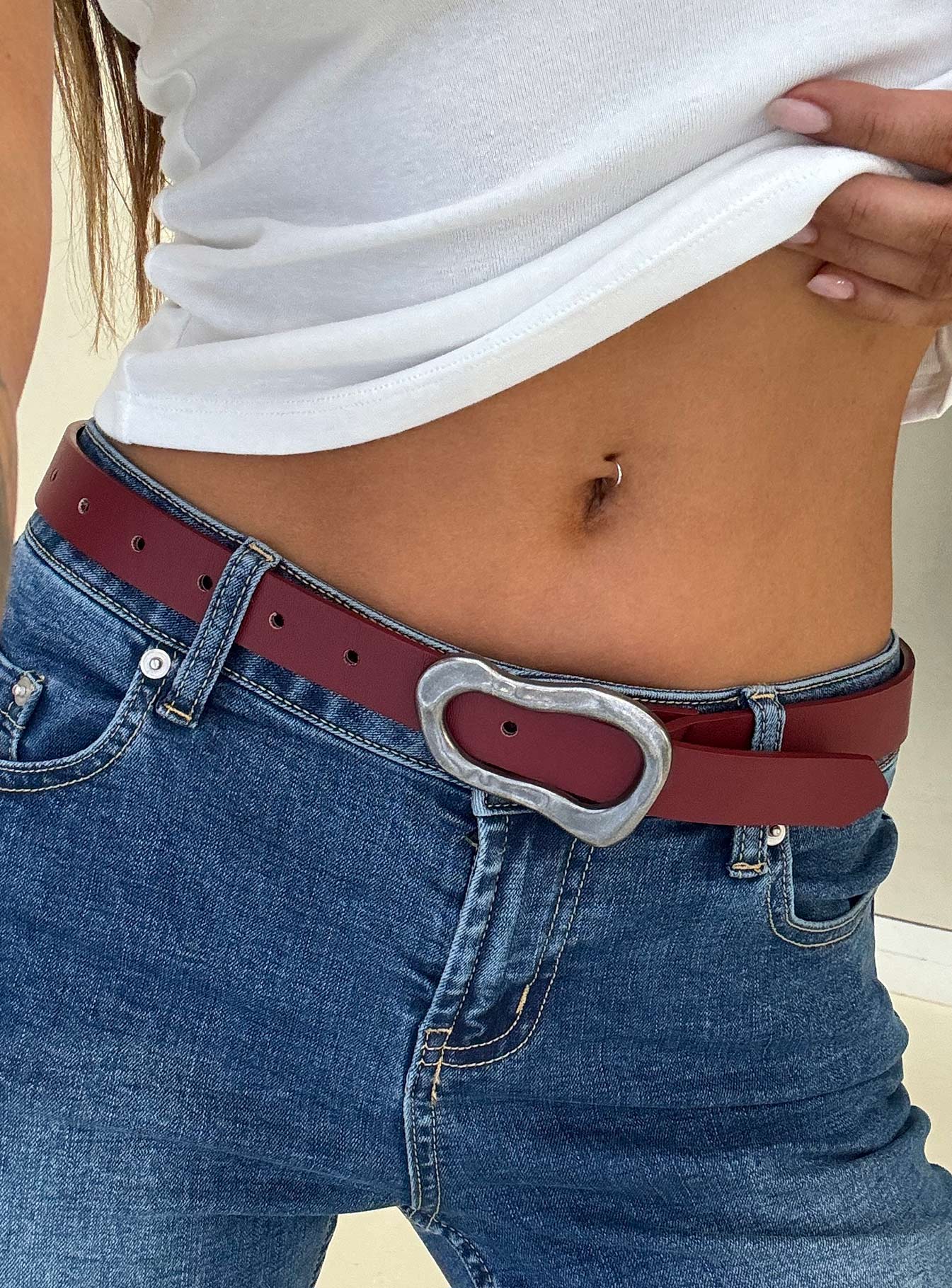 Leto Belt Burgundy / Silver