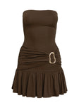 Love Lingers Strapless Mini Dress Chocolate