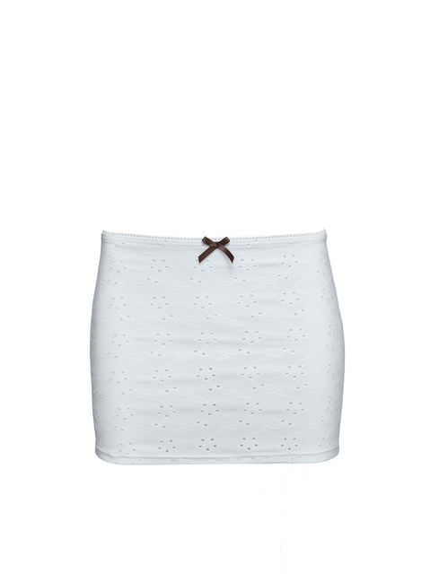 Lucky Bay Anglaise Swim Mini Skirt White