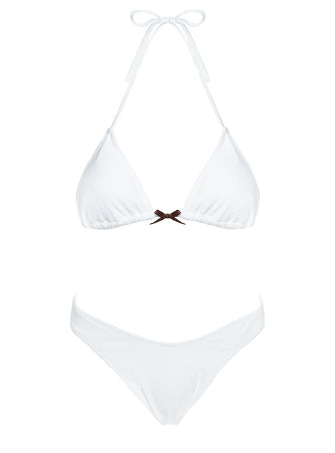 Lucky Bay Anglaise High Side Bikini Bottoms White