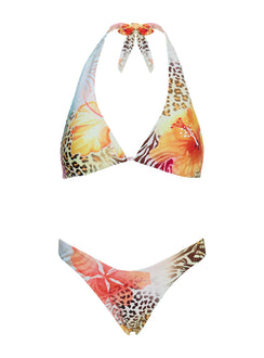 Lynea Halter Bikini Top Animal Floral