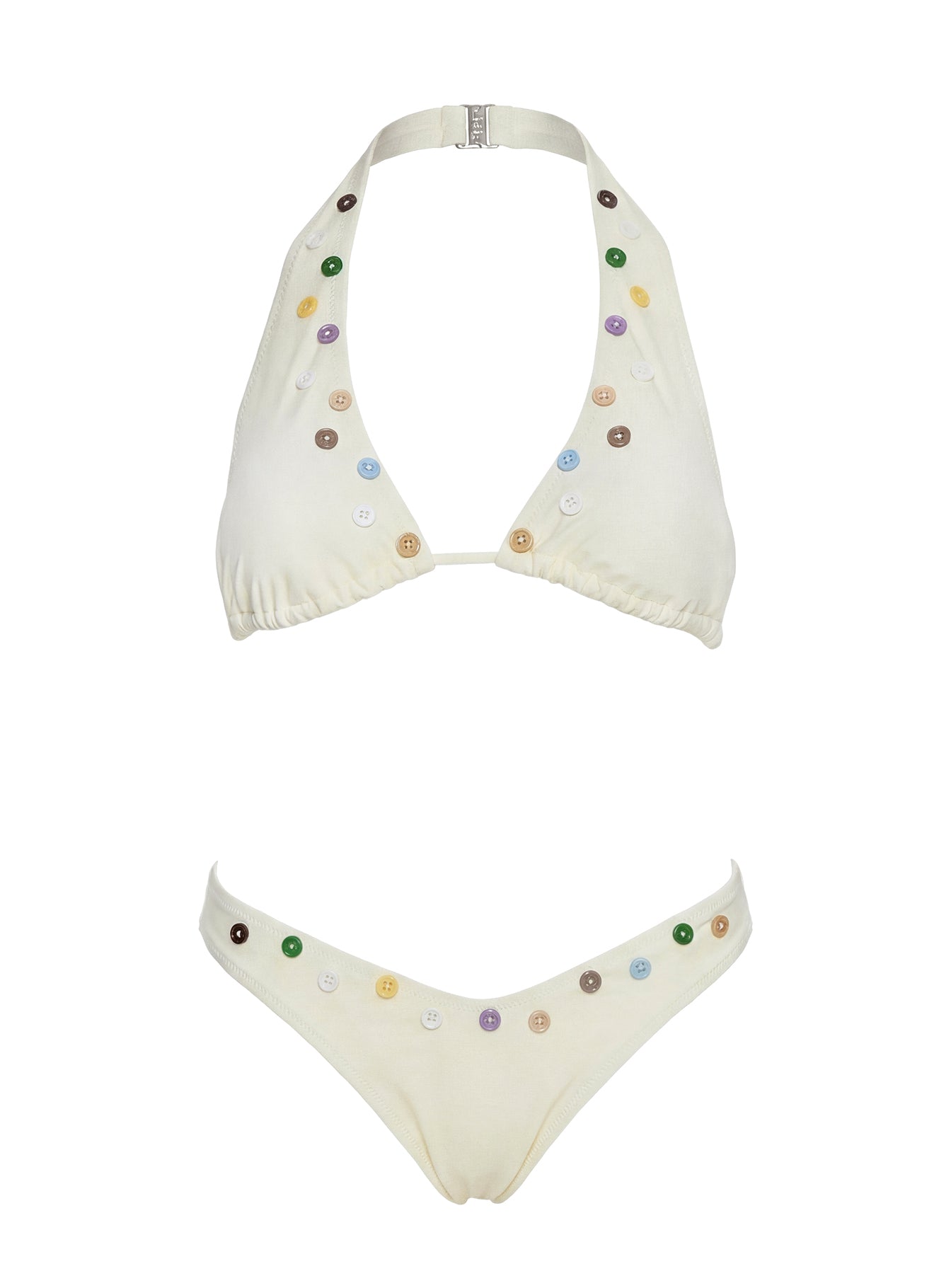 Lynea Halter Button Detail Bikini Top Butter