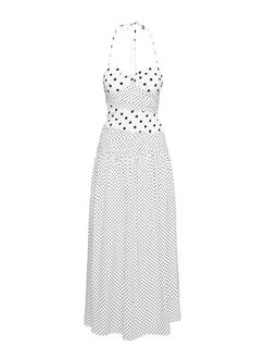 product Princess Polly Marguerite Halter Maxi Dress White Polka Sweetheart Neckline 