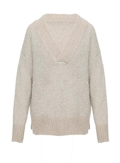 back view of model wearing Princess Polly Mich Knit Sweater Beige 