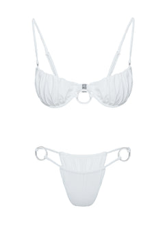 White bikini bottoms String sides, cheeky style bottom, ring detail at sides