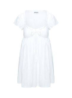 back view of model wearing Princess Polly Monsterrat Mini Dress White Sweetheart Neckline 