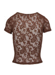 Martine Sheer Short Sleeve Top Brown