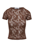 Martine Sheer Short Sleeve Top Brown