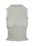 Mousie Ruched Top Cream Plaid