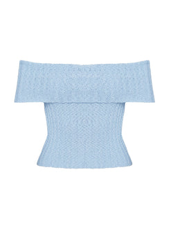 product Princess Polly Murmur Off Shoulder Top Blue Short Sleeves straight 