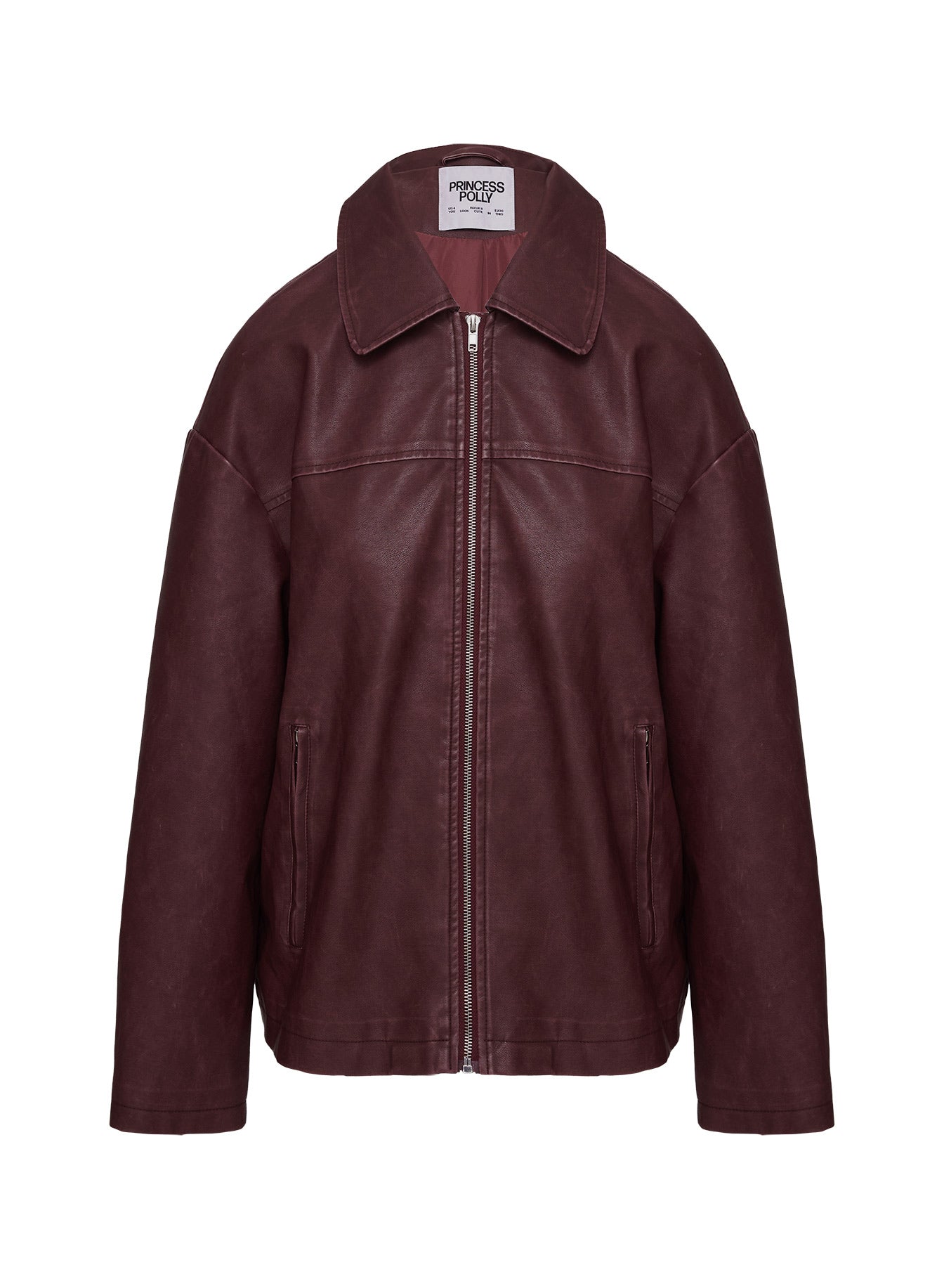Napoleon Faux Leather Jacket Burgundy | Princess Polly