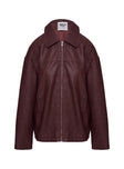 Napoleon Faux Leather Jacket Burgundy