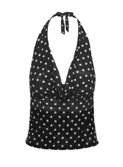 Nastasiya Halter Tankini Top Black / Polka Dot