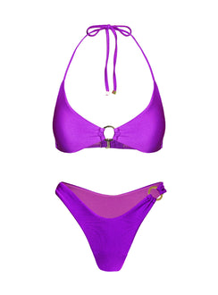 Athia Halter Shine Bikini Top Purple