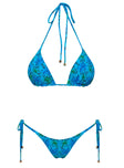 Glora Tie Side Bikini Bottoms Blue Floral
