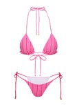 Pink stripe bikini Triangle top, gold-toned hardware, tie fastenings