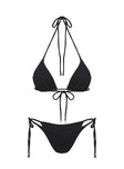 Nevaeh Triangle Ribbed Bikini Top Black
