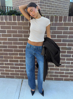 Serenitia Mid Rise Relaxed Jeans Mid Blue Wash Petite