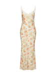 Maxi dress Floral print, lace trim, adjustable shoulder straps, invisible zip fastening at side Non-stretch, fully lined