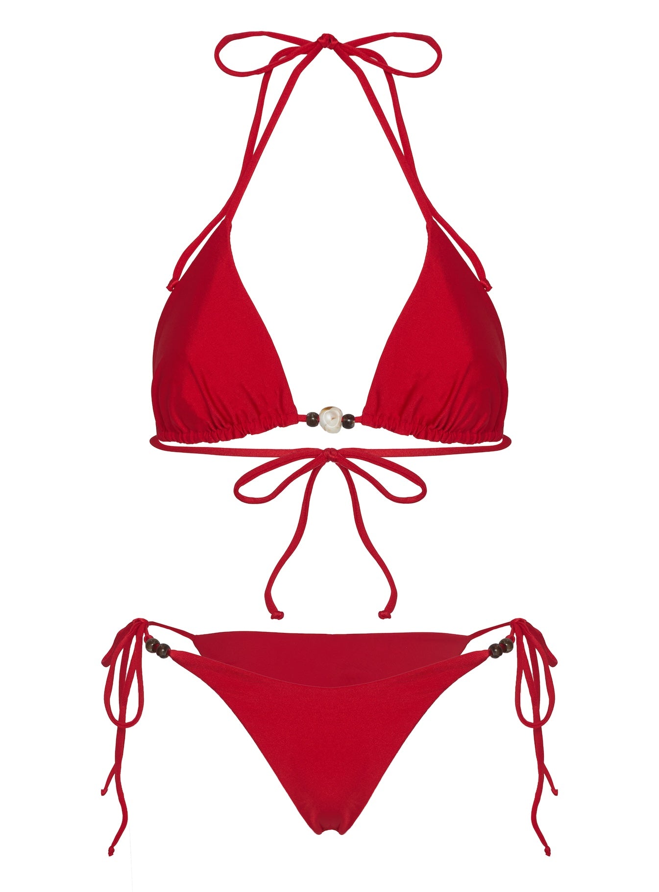 Nevaeh Beaded Bikini Top Red Shimmer