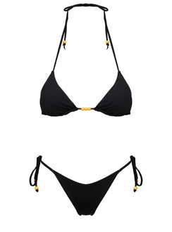 Nevaeh Beaded Triangle Bikini Top Black