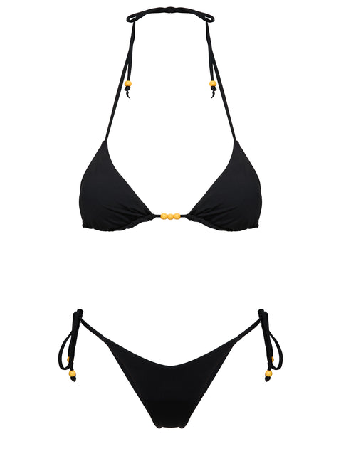Nevaeh Beaded Triangle Bikini Top Black