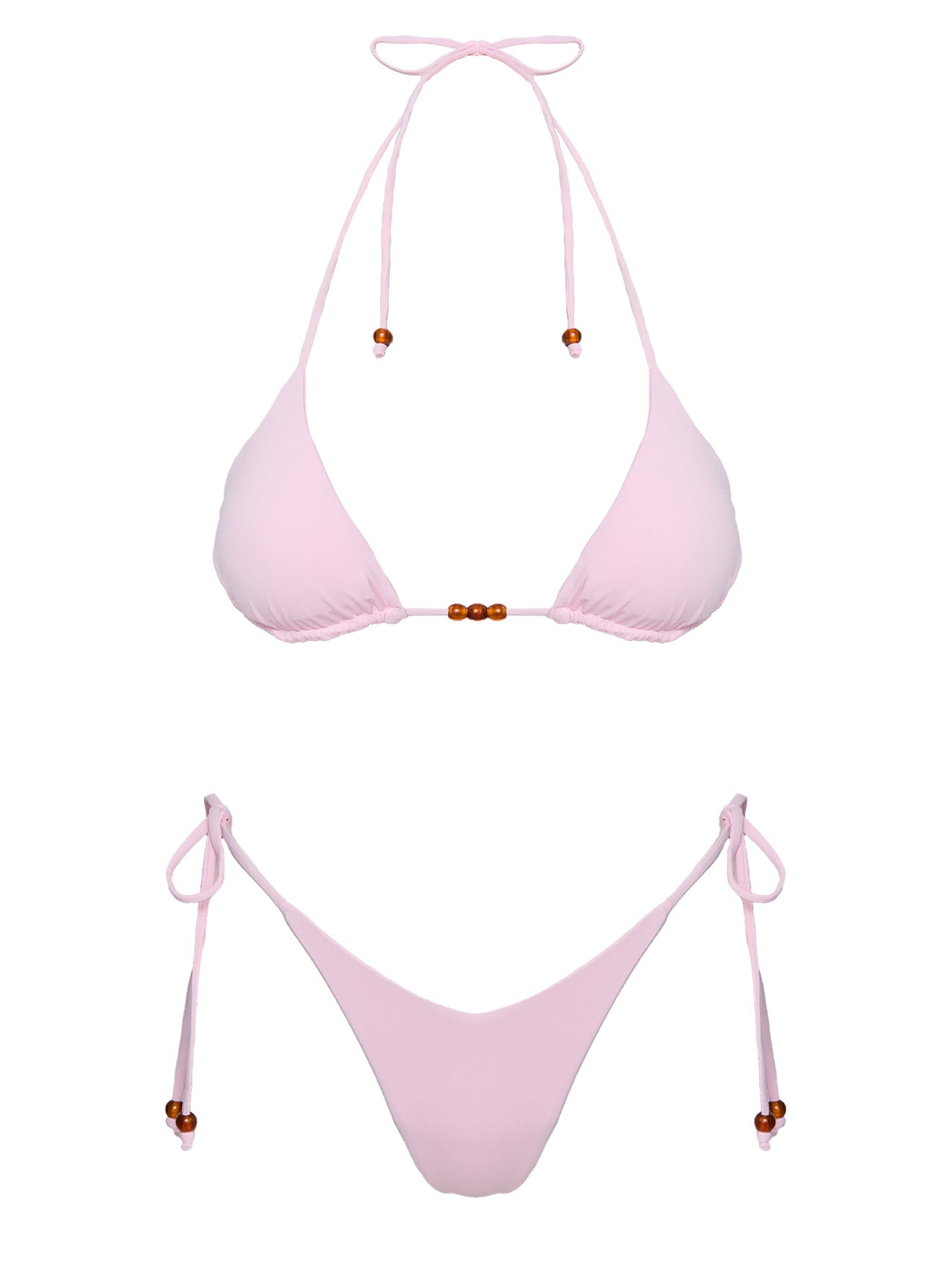 Nevaeh Beaded Triangle Bikini Top Pink
