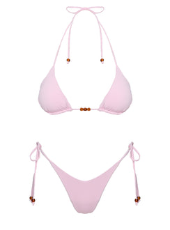 Glora Tie Side Beaded Bikini Bottom Pink