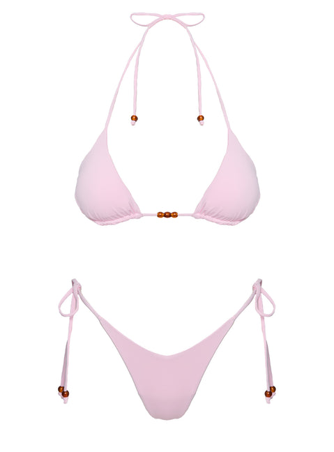 Glora Tie Side Beaded Bikini Bottom Pink