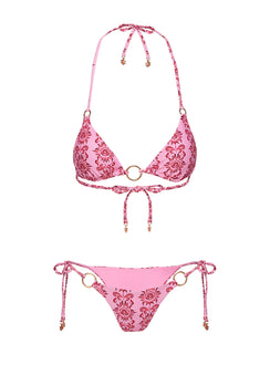 Oceanview Ring Triangle Bikini Top Pink