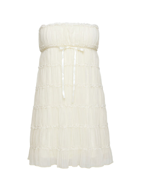 product Princess Polly Opalette Strapless Mini Dress Cream Straight Neck 