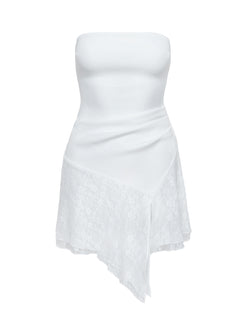 product Princess Polly Open Arms Lace Mini Dress White Straight Neck 