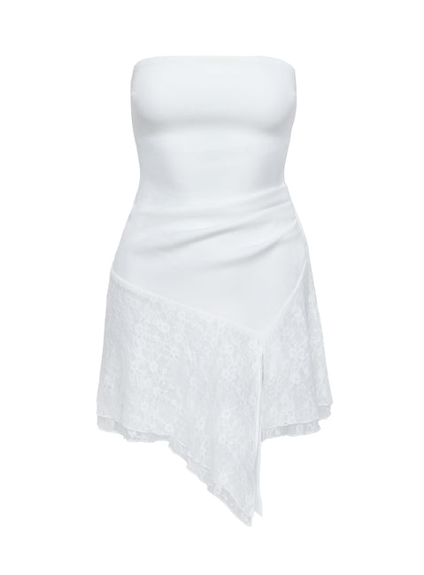 product Princess Polly Open Arms Lace Mini Dress White Straight Neck 