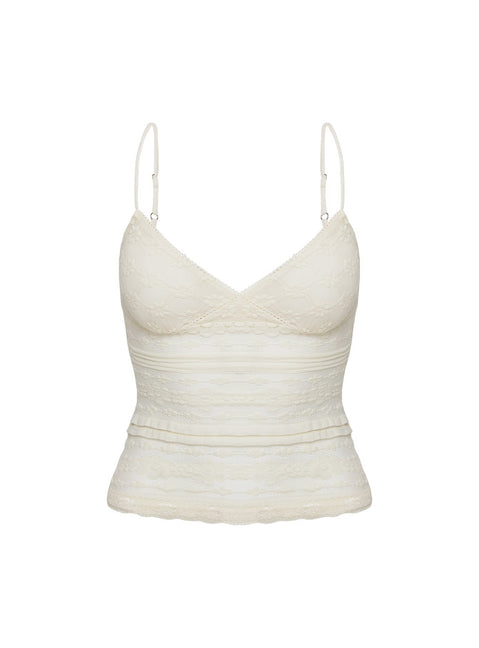 product Princess Polly Orabela Lace Top Cream Sleeveless V-Neck 
