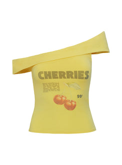 product Princess Polly Out Of Office Off Shoulder Top Yellow Sleeveless Asymmetric Neckline 