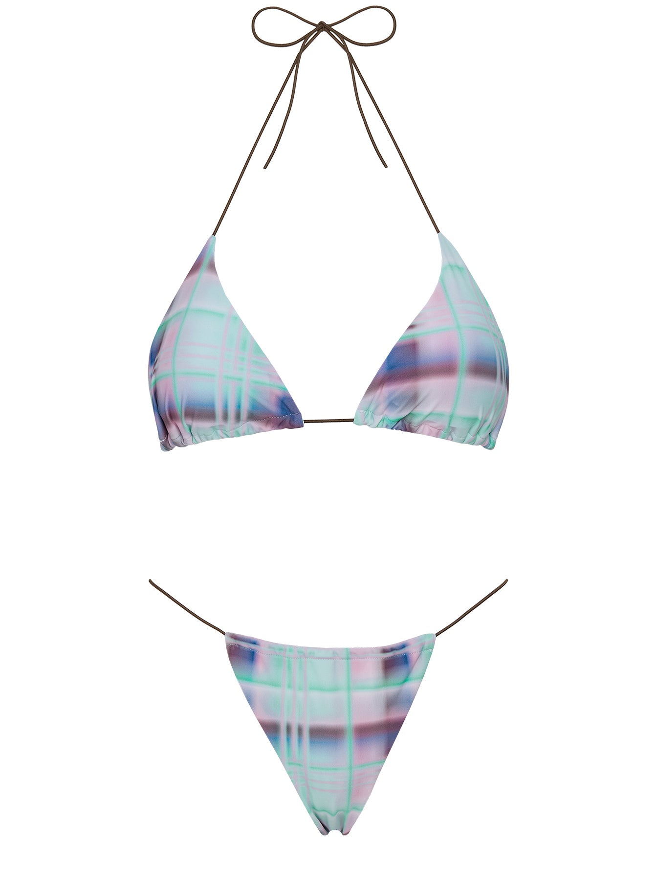 Selbie String Ruched Bikini Bottom Blue Multi