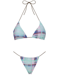 Selbie String Ruched Bikini Bottom Blue Multi