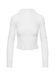 side view of model wearing Princess Polly Padra Long Sleeve Top White Full Sleeves High Neck 