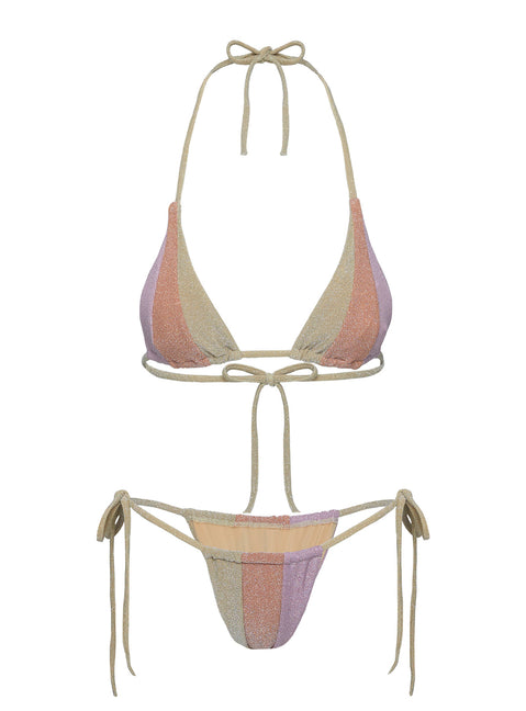 Shine triangle bikini top Triangle shape, tie fastening, removable padding