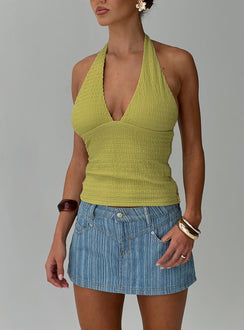   front view of model wearing Princess Polly Preslie Skort Blue Stripe 