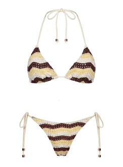 Passiona Triangle Bikini Top Yellow / Chocolate