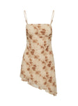 product Princess Polly Quinns Asymmetric Mini Dress Beige / Floral Square Neck 