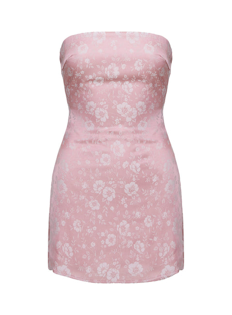 product Princess Polly Ramie Strapless Mini Dress Dusty Pink Tall Straight Neck 