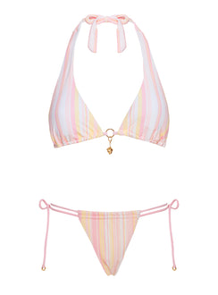 Rissa Halter Bikini Top Pink Stripe